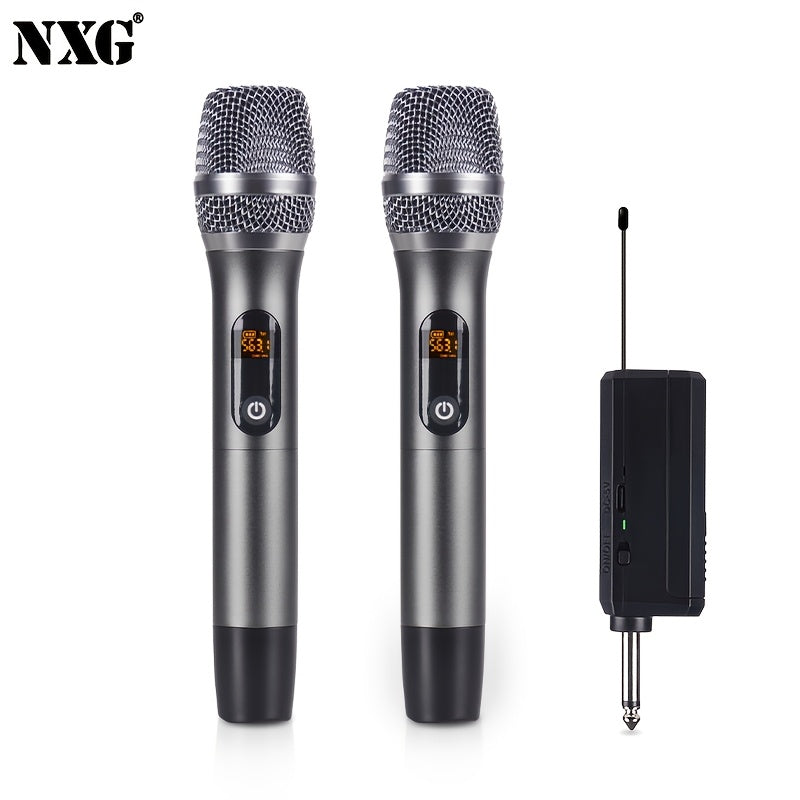 Juego de Micrófono Inalámbrico Profesional NXG - Sistema Dual UHF con Receptor USB, Batería Recargable de 1200mAh, Ideal para Karaoke, Escritorio, Presentaciones y Bodas