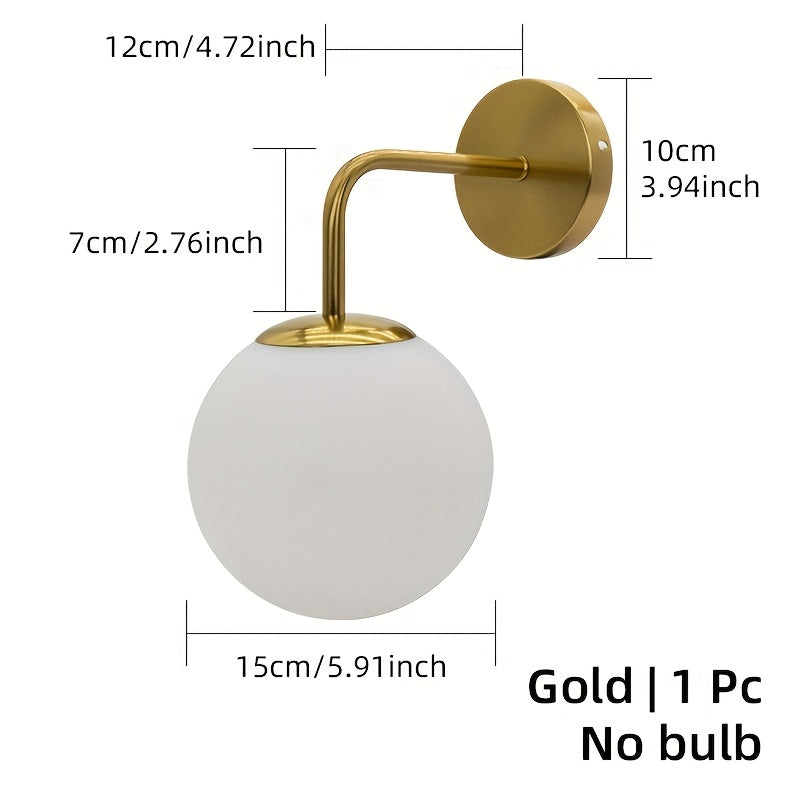 1/2pcs, Lámpara de Pared Moderna, Cuerpo Metálico /Dorado con Pantalla de Plástico, Portalámparas E27, Instalación Directa, Ideal para Sala, Dormitorio o Pasillo (Bombilla No Incluida)