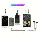 Kit portátil para podcast con cambiador de voz, 8 efectos de voz, ajuste de sonido, incluye micrófono de mano con cable, compatible con celulares y computadoras