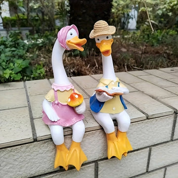 Encantadoras figuras de pata de resina de pato, ideal para decoración de jardín al aire libre, patio, villa y escena de granja, con detalles pintados a mano, para uso interior y exterior.