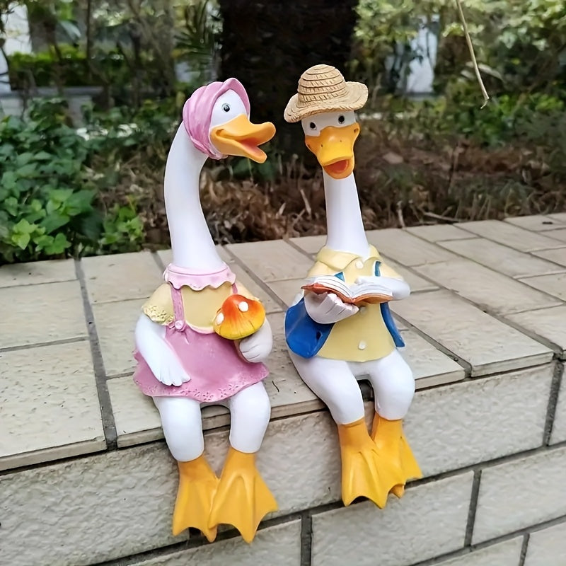 Encantadoras figuras de pata de resina de pato, ideal para decoración de jardín al aire libre, patio, villa y escena de granja, con detalles pintados a mano, para uso interior y exterior.