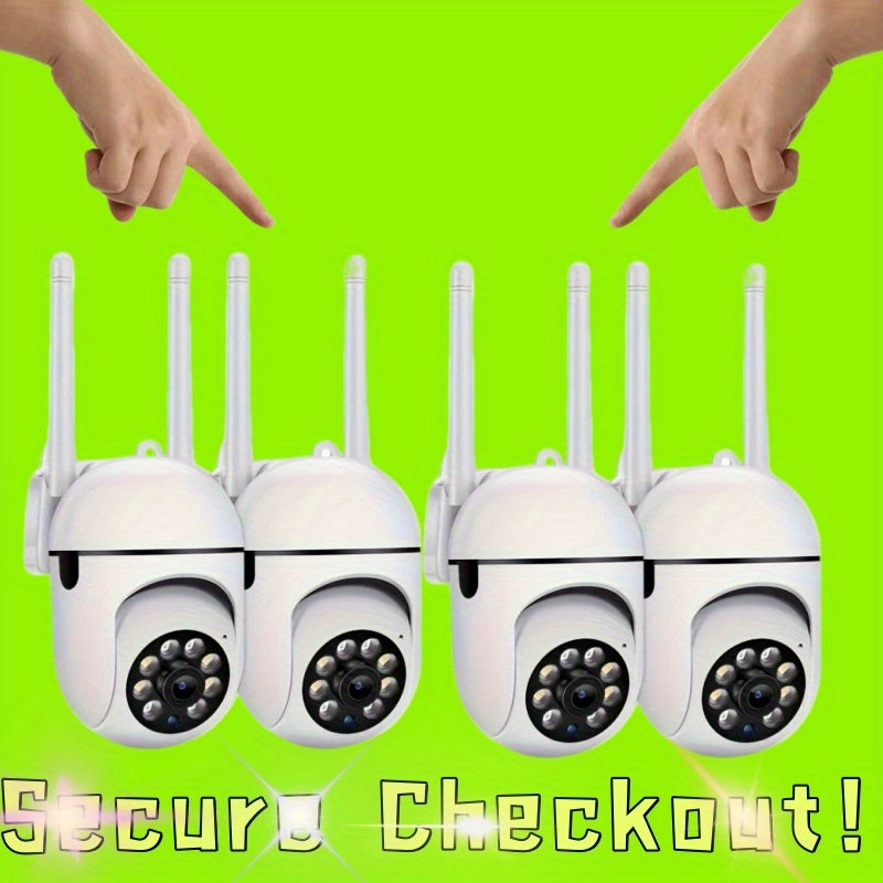 Sistema de seguridad inalámbrico de 4 cámaras con detección de humanos por inteligencia artificial, visión nocturna y almacenamiento en la nube - Cobertura de 35 escenas, monitoreo inteligente del hogar para la entrada delantero, la puerta trasera, mayor