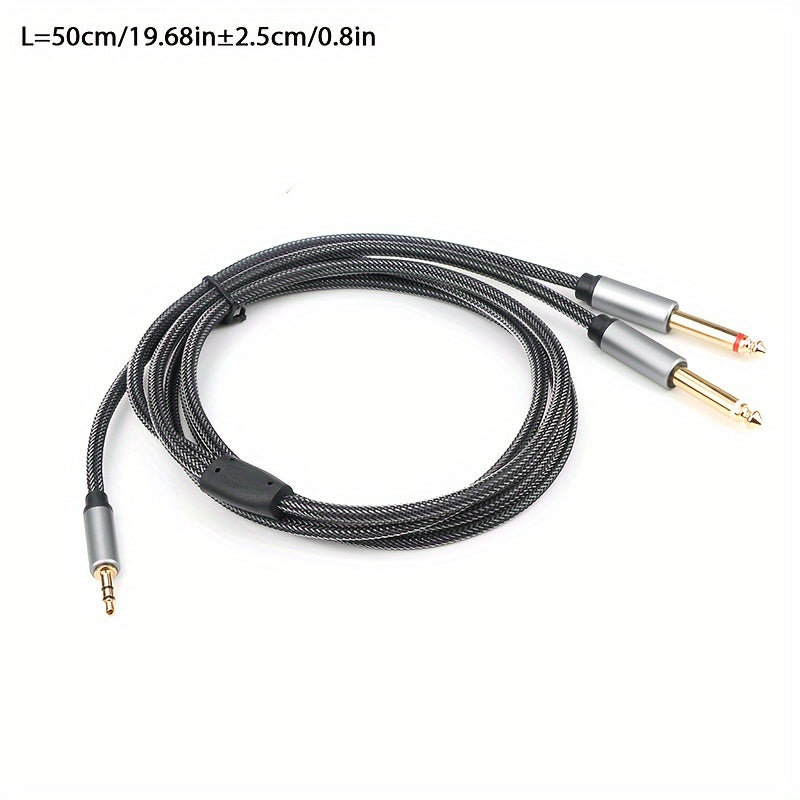 Cable de audio 3.5mm a 6.35mm 1 a 2, cable de audio de nylon con malla de aluminio de aleación 3.5mm, cable de audio de alta fidelidad de calidad de sonido 6.5mm, 3.5mm aplicable para PC, teléfono/tableta, MP3, 6.35mm aplicable para altavoz, guitarra, mi