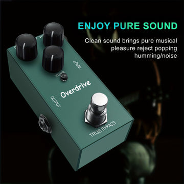 Pedal de efecto de guitarra de overdrive de aleación de aluminio, mini tipo único DC 9V, bypass verdadero, carga USB, voltaje de funcionamiento ≤36V, no requiere batería - Azul
