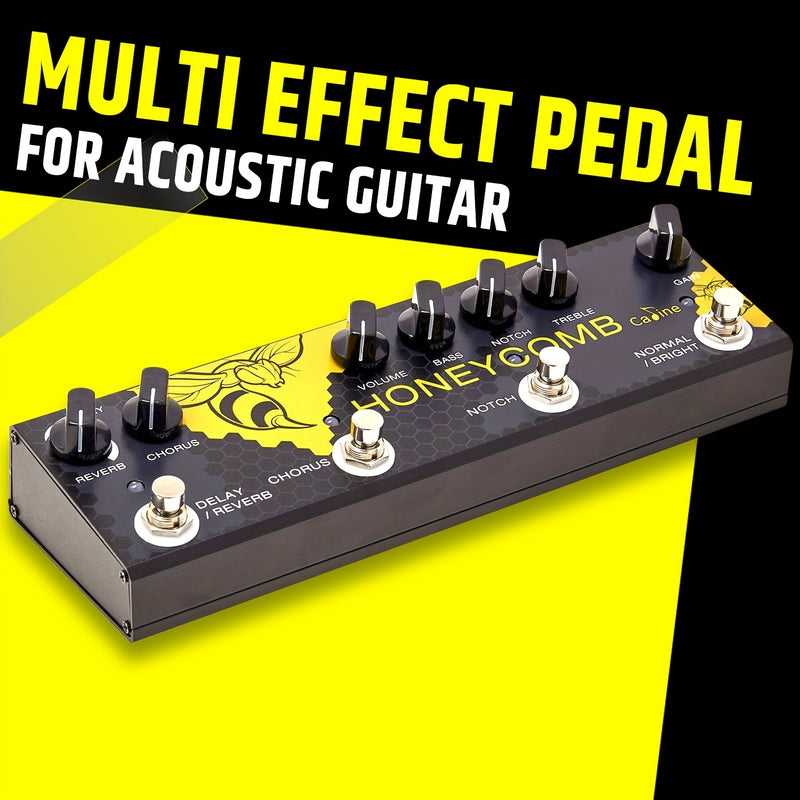 Pedal de Efectos AHAJII Todo en Uno con Coro, Retardo, Filtro Notch y EQ Boost - Procesador Multiefectos Digital, Entrada AUX, Salidas XLR/1/4" - Para Guitarra Acústica/Electrica, Estudio de Grabación y Presentaciones En Vivo - Pedalboard Compacto, Equip