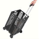 Carrito de Almacenamiento Plegable de 55L con 4 Ruedas - Portátil, Plegable, de Plástico para Cocina y Comedor, Negro