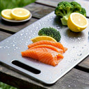 Juego de 3 tablas de cortar premium de acero inoxidable, ideales para frutas, verduras y carne. Tabla segura para alimentos, fácil de limpiar y duradera, perfecta para camping y senderismo