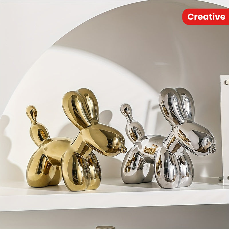 1pc Estatua De Perro Globo De Electrochapado, Estilo Nórdico Simple, Lujo Ligero, Perro Globo Creativo Electrochapado, Sala De Estar, Hogar, Mueble De TV, Mesa De Té Decorativa, Escritorio, Pequeña Decoración, Sentido De Alto Nivel