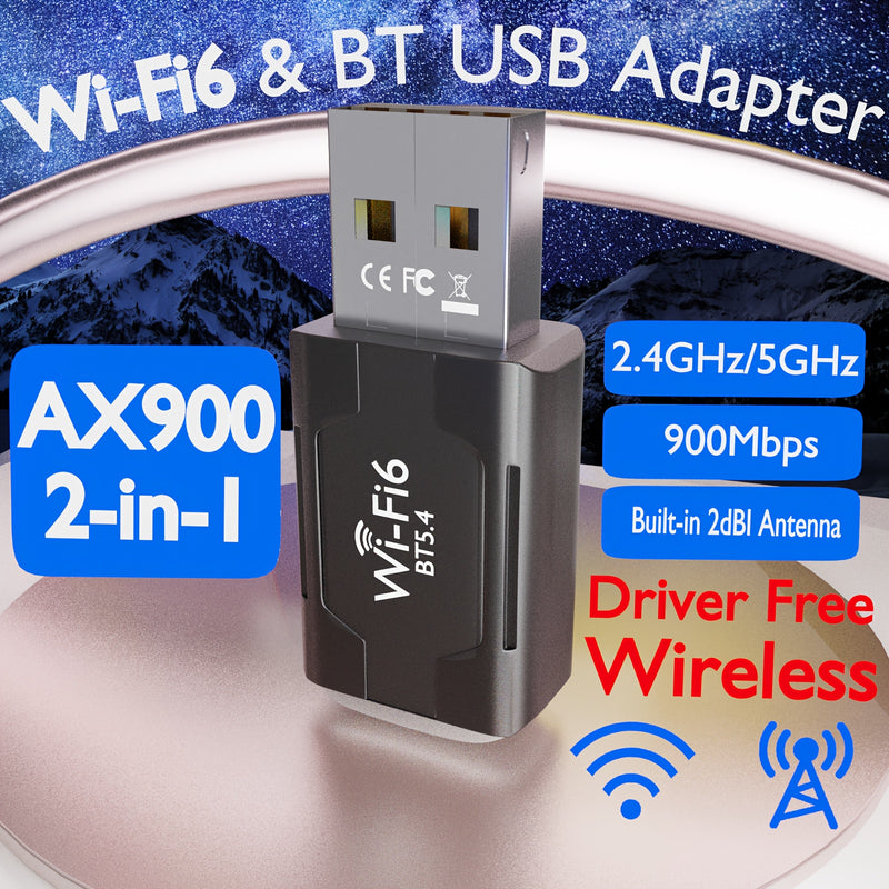 LEINSIS 900Mbps WiFi 6 Dual-Band 2.4G/5G Adaptador USB - Tarjeta de red inalámbrica de alta velocidad 802.11ax para portátiles y escritorios Mac, Plug & Play, no necesita controlador, diseño compacto, adaptador de red inalámbrica para portátiles, adaptad