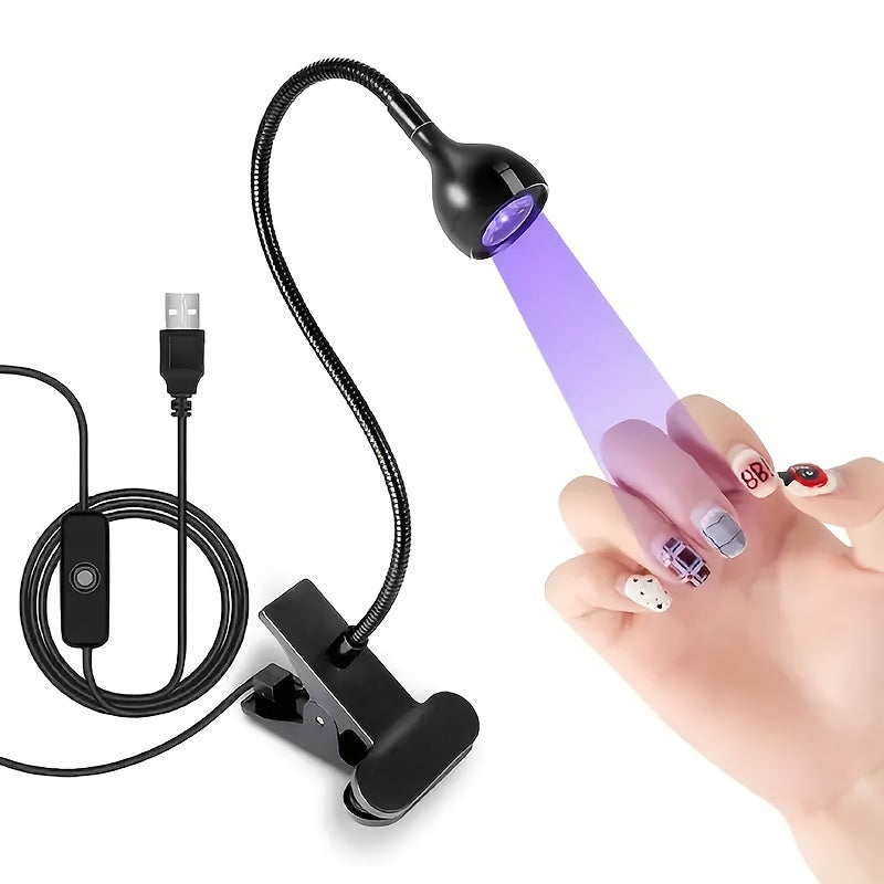 Lámpara de uñas LED mini con luz rotativa alimentada por USB para curar uñas de gel - Portátil, intensidad ajustable, ideal para cuidado de uñas en casa, no requiere batería, lámpara de uñas.