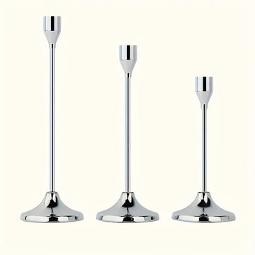 Juego de 3 Piezas de Candelabros Cónicos de Metal para Decoración de Fiestas Navideñas - Candelabro con Vela Cónica Adecuado para Bodas, Fiestas de Cumpleaños y Decoración de Mesas en Casa (Velas No Incluidas)