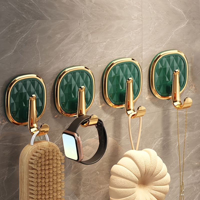 4 piezas de ganchos pegajosos de colores texturizados elegantes - Fáciles de instalar, sin taladro, colgadores de pared para ropa, toallas, batas - Accesorios modernos para baño para decoración del hogar, decoración de baño