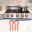 2 piezas de Bloqueos para Manijas de Estufa de Gas Infantiles - Plástico Duradero, Diseño Rojo Fácil de Agarrar para Uso Seguro en Cocina y Dormitorio, Evita Presiones Accidentales de Botones, Protección Fuerte de Seguridad, Protectores para la Parte Sup