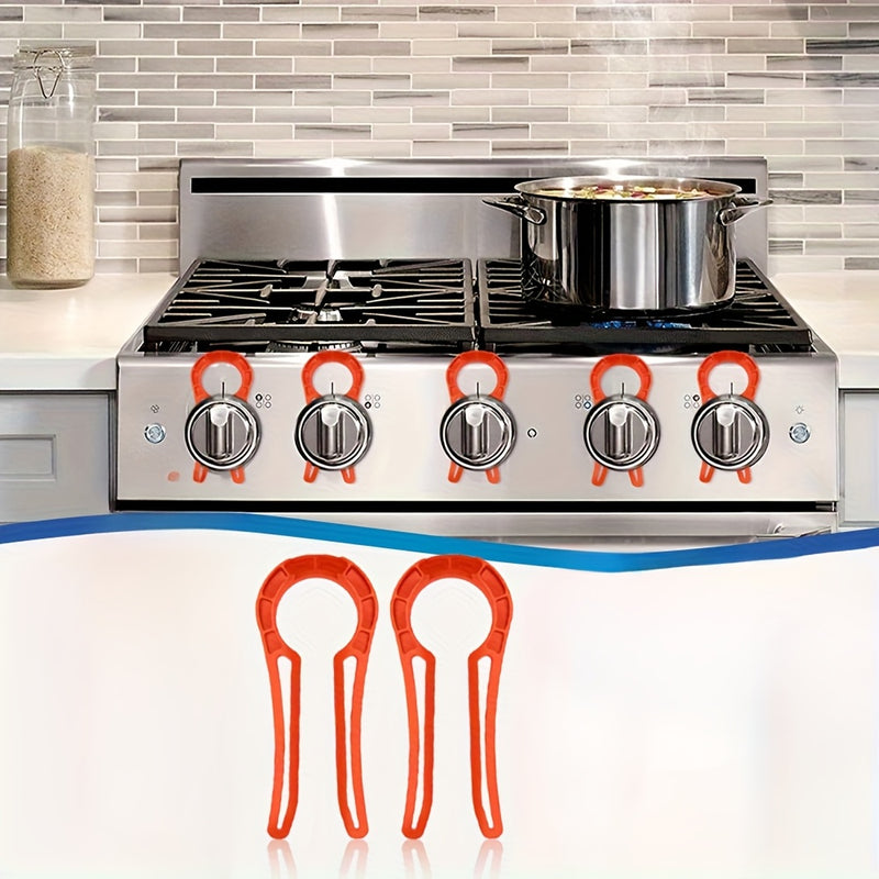 2 piezas de Bloqueos para Manijas de Estufa de Gas Infantiles - Plástico Duradero, Diseño Rojo Fácil de Agarrar para Uso Seguro en Cocina y Dormitorio, Evita Presiones Accidentales de Botones, Protección Fuerte de Seguridad, Protectores para la Parte Sup