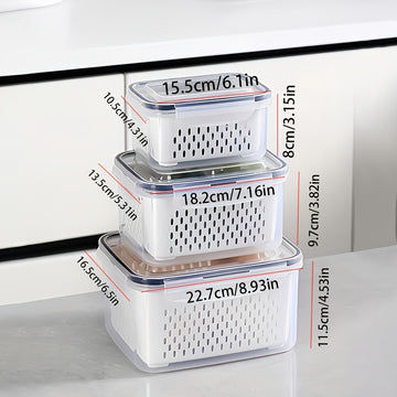 Juego de 9 Recipientes para Alimentos sin BPA con Cesta y Tapas - Herméticos, Apto para Nevera, Reutilizable Organizador Multiusos para Frutas, Verduras y Comidas