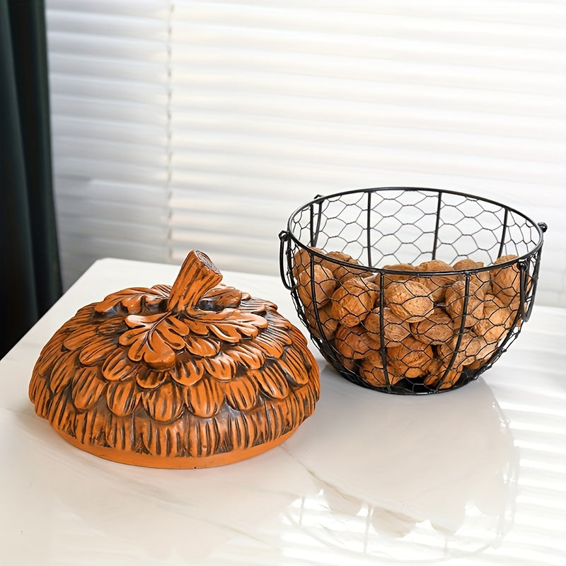 Encantadora Cesta de Almacenamiento de Cerámica con Forma de Gallina y Tapa - Organizador de Cocina Multiusos para Huevos, Frutas, Verduras y Más - Decoración Rústica de Granja, Ganchos de Utilidad