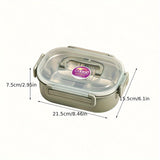 1 pza. lonchera de acero inoxidable aislante, apta para microondas y lavavajillas, con compartimentos, ideal para oficina y estudiantes, perfecta para escuela, comedor y cocina, forma rectangular, regreso a clases