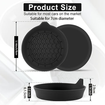 Juego de 2 soportes de taza de coche, hechos de silicona, diseñados para adaptarse universalmente y prevenir resbalones, adecuados para hombres y mujeres, disponibles en negro.