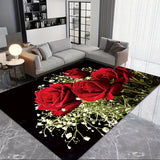 1 alfombra romántica con diseño de rosas rojas, antideslizante de poliéster, elegante decoración floral para sala, dormitorio, baño y hogar, lavable, estilo sofisticado