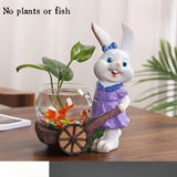 Elegante jarrón de resina con conejo y plantas sin raíces - Estilo vidrio transparente, decoración creativa para escritorio, sala de estar, dormitorio, Pascua, Día de la Madre, temporada de bodas, accesorios de conejo.