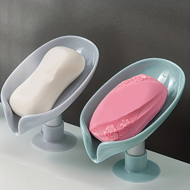 Soporte de jabón de forma elegante con diseño de drenaje - Fuerte succión, fácil instalación, mantiene el jabón seco y decoración de baño elegante, hecho de plástico duradero, soporte de jabón para baño.