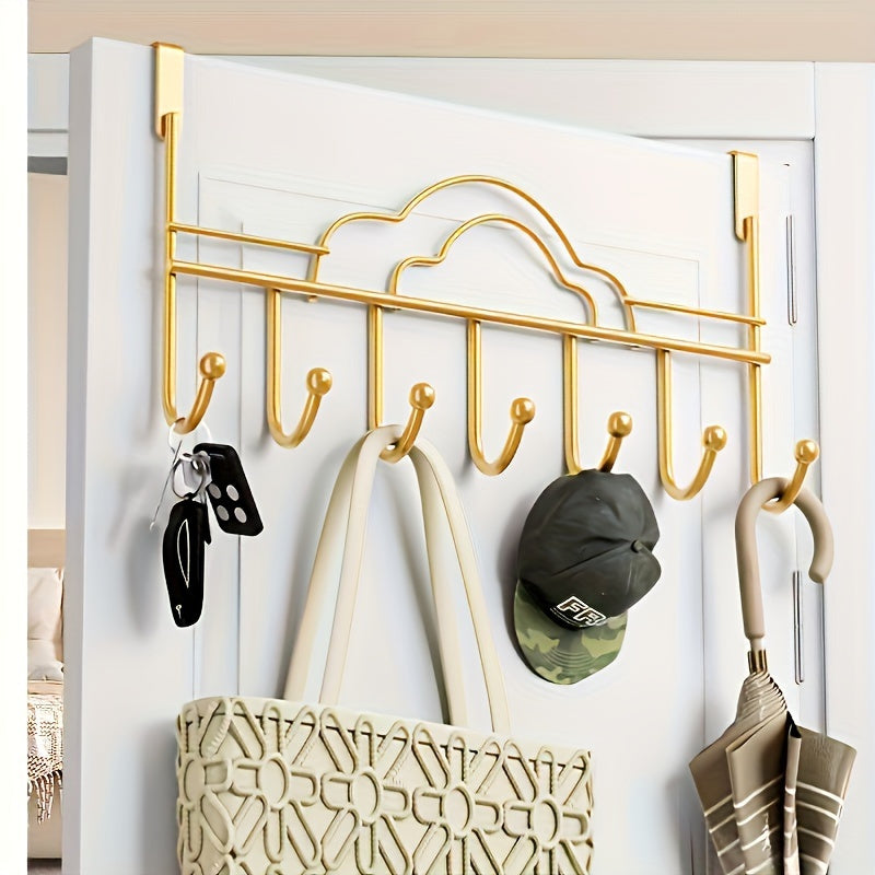 1pc Ganchos de hierro fundido contemporáneo para colgar sobre la puerta, Soportes de metal para toalla, albornoz, abrigo - Solución de almacenamiento para dormitorio en casa