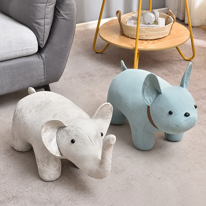 Taburete de Lujo Ligero con Diseño Animal | Taburete para Cambiarse Zapatos + Mesa Auxiliar de Sofá Dos en Uno, Estilo Biónico y Adorable, Almacenamiento para Entrada/Salón, Versátil, Estilo Nórdico de Lujo Ligero