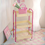 Carrito organizador rodante de 3 niveles, gran capacidad, estructura de acero al carbono, estilo glam, multiusos para el hogar y la oficina, con canastas