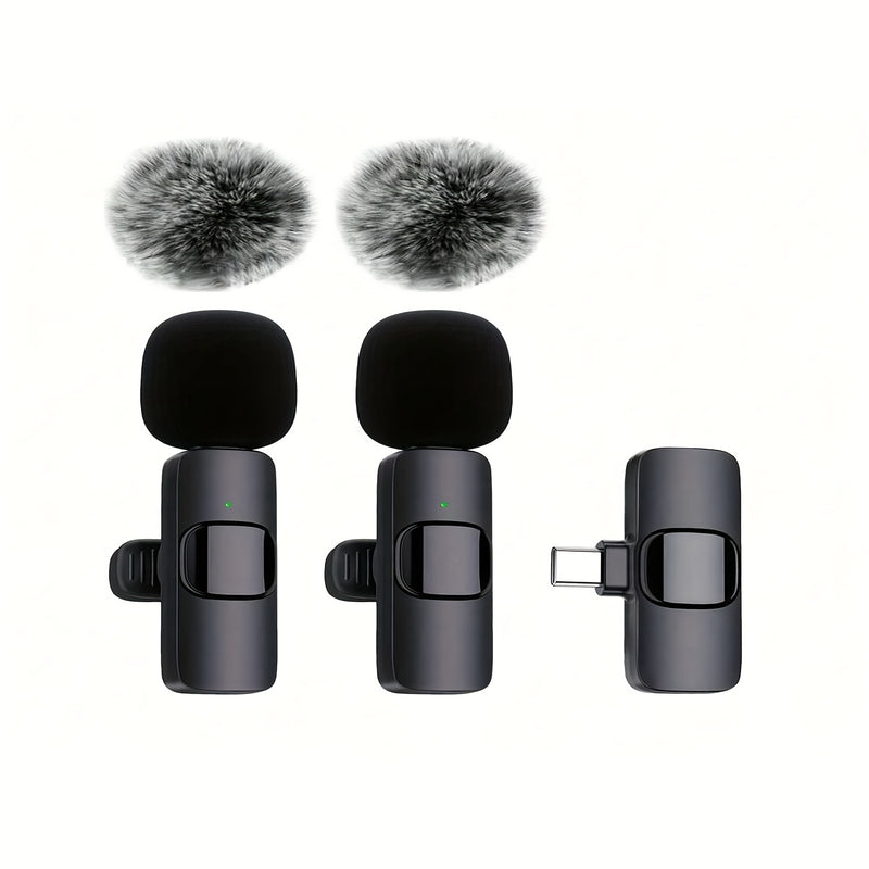 Microfono Lavalier sin varillas con 10 Receptores de Audio, USB-C y Funcionalidad Inalámbrica, Doble Micrófonos, Incluye Pantalla Antiviento, Cancelación de Ruido, Ideal para Streaming, Podcasting y Grabación de Video