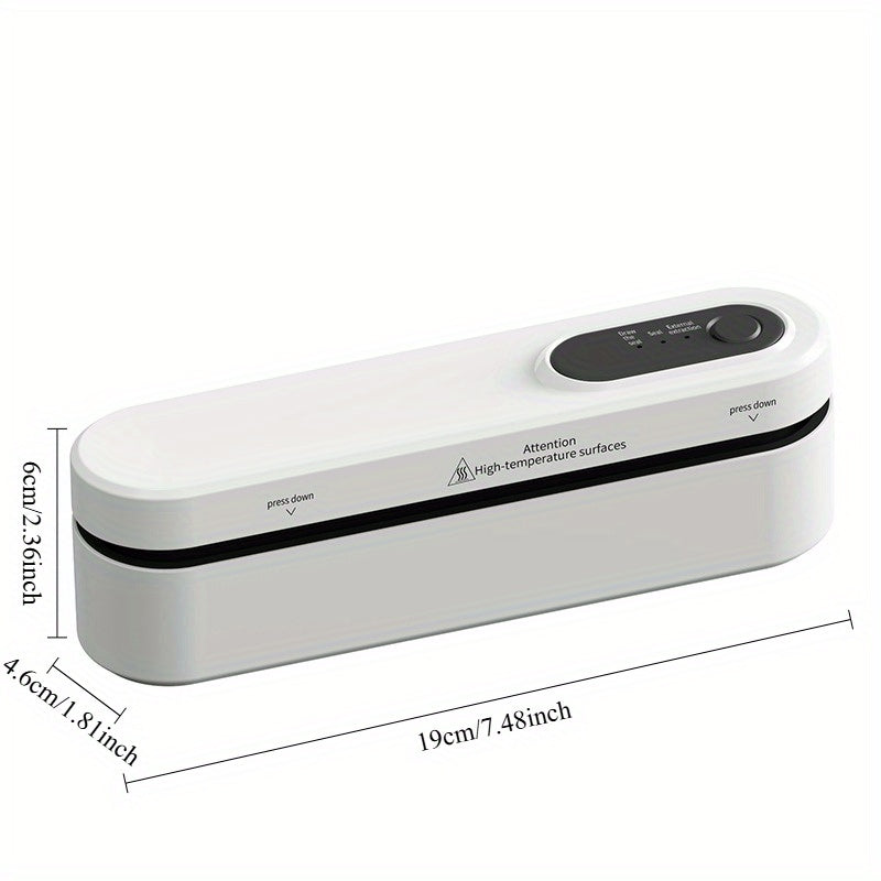 Sellador de vacío compacto recargable por USB - Un dispositivo versátil de conservación de alimentos automático que cuenta con un sistema de sellado de snacks, diseñado para ahorrar espacio, equipado con una batería de litio de 1500 mAh - Ideal para uso