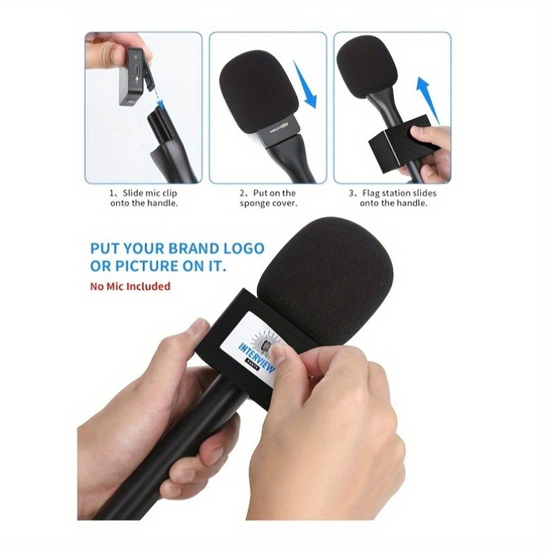 Conjunto de Adaptador Lavalier Inalámbrico para DJI y RODE, Incluye Bandera de Micrófono Personalizada, Soporte de Micrófono Inalámbrico, Material ABS Duradero, Negro