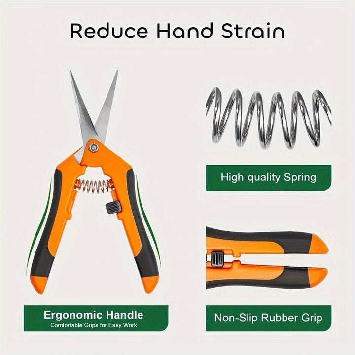 Tijeras de podar de acero inoxidable de 3 paquetes, tijeras de mano de jardín de 16,51 cm con mangos ergonómicos antideslizantes, cuchillas rectas de precisión modernas, tijeras de jardinería manuales para el cuidado de flores y plantas