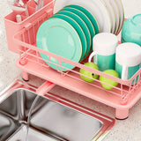 Organizador de cocina multifuncional con escurridor de platos, bandeja de drenaje y porta utensilios - Secador de platos para cubiertos, cuchillos, tenedores y palillos, ahorra espacio en la encimera