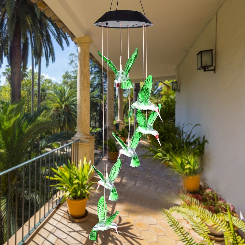 Linterna de Viento con Pájaro Verde Solar para Exteriores, Decoración Escénica para Villas y Hogares, Luz Ambiental para Balcón o Terraza, Colgante Decorativo, Luz de Navidad Impermeable sin Factura de Electricidad