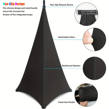 2 Juegos de Fundas para Soportes de Altavoces, Falda de Tripode para DJ con Bolsa de Viaje, Adecuado para Altavoces/Luz y Actuaciones en Escena, Bodas y Eventos de Banquete