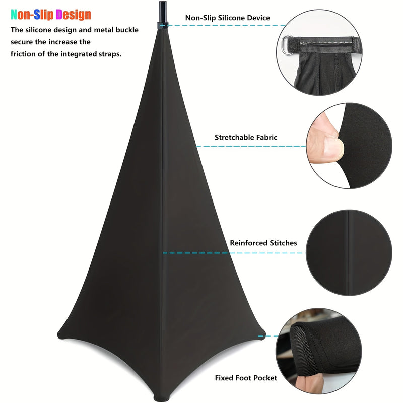2 Juegos de Fundas para Soportes de Altavoces, Falda de Tripode para DJ con Bolsa de Viaje, Adecuado para Altavoces/Luz y Actuaciones en Escena, Bodas y Eventos de Banquete