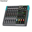 Mixer de audio profesional DEPUSHENG 6/8 canales - Aleación, operado por fuente de alimentación, 110V-130V, enchufe estadounidense, consola de mezcla con MP3, función inalámbrica, grabación USB - Serie PA6/PA8