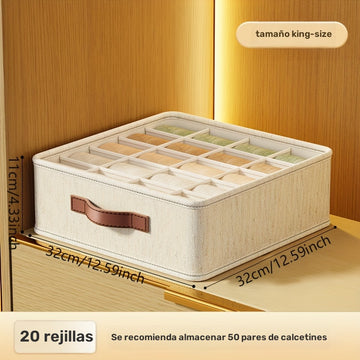1pc Organizador Plegable de Cajones con Múltiples Compartimentos - Caja de Almacenamiento Ahorradora de Espacio para Ropa Interior, Calcetines y Prendas - Diseño Compacto y Acceso Abierto - Ideal para Hogar, Viajes, Residencia o Oficina - Construcción Du