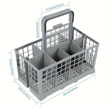 1 estante plegable para platos con cesta multifuncional para cubiertos, almacenamiento de cuchillos y tenedores, diseño que ahorra espacio, fácil de limpiar, accesorio duradero de plástico para lavavajillas - Se adapta al 99% de los lavavajillas de tamañ