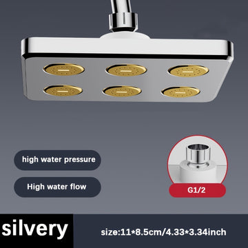 Cabezal De Ducha De Alta Presión Para Baño, Cuadrado Plateado/De Color Negro, Rociador De Ducha Fijo Diario Para Baño, Accesorios De Baño, Cabezal De Ducha