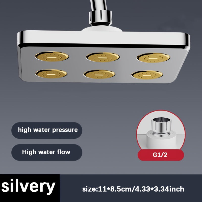 Cabezal De Ducha De Alta Presión Para Baño, Cuadrado Plateado/De Color Negro, Rociador De Ducha Fijo Diario Para Baño, Accesorios De Baño, Cabezal De Ducha