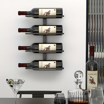 Estante de bar montado en la pared para exhibir botellas rojas, un pieza decorativa creativa para tu bar.