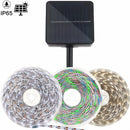 Luces de tira solares, control remoto, 300 LED/5.0 metros, luces de escalera para exteriores, 8 modos de iluminación, encendido/apagado automático, Navidad, cenador, dosel, escaleras de piscina, porche, gallinero, material de PVC, acabado mate, voltaje d