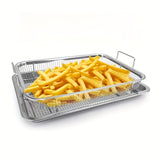 Cesta de freidora de acero inoxidable, con revestimiento antiadherente, accesorio de freidora multiusos, con asa desmontable, para patatas fritas, aperitivos y drenaje de alimentos