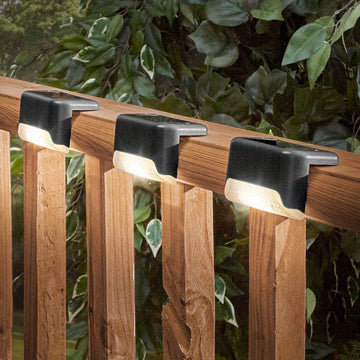 4 luces solares para exteriores, luces LED decorativas solares para caminos de jardín, luces solares para cercas, luces solares para escalones, escaleras exteriores, balcones, patios y senderos