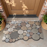 Alfombra de Puerta 1pc, Alfombra de Entrada para Interior y Exterior, Estampado con Patrón de Madera en Piedras, Tapetes Antideslizantes de Bajo Perfil para la Entrada, Decoración del Hogar para Primavera y Otoño
