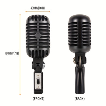 Microfono Dinámico Vintage XGeS - Micrófono Vocal Retro de Metal con Alimentación USB para Karaoke, Streaming y Grabación, Estudio Profesional & Actuaciones en Vivo con Soporte Colgante, Equipo de Karaoke, Diseño Clásico, Construcción Duradera