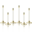 Elegante Juego de 6 Candelabros Metálicos Dorados para Bodas y Aniversarios - Acabado Pulido, Perfecto para Decoraciones de Mesas en Casa y Restaurantes (Velitas No Incluidas)