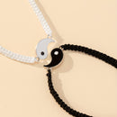 2 unidades de pulseras de pareja Yin Yang Tai Chi, cuerda de poliéster ajustable, estilo de vacaciones sencillo, tema de símbolos religiosos, regalo de amistad para usar diario para mejor amigo/novio/novia - Todas las estaciones