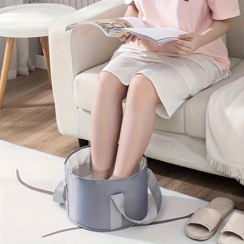 Baño de Pies Portátil y Plegable - Sin Necesidad de Energía, Material PEVA sin Olores para Uso en Casa y Viajes - Diseño Ergonómico con Asas, Relajación Unisex para Hombres y Mujeres, Bañera de Spa Compacta, Bolsillo Colgante para Almacenamiento, Rutina